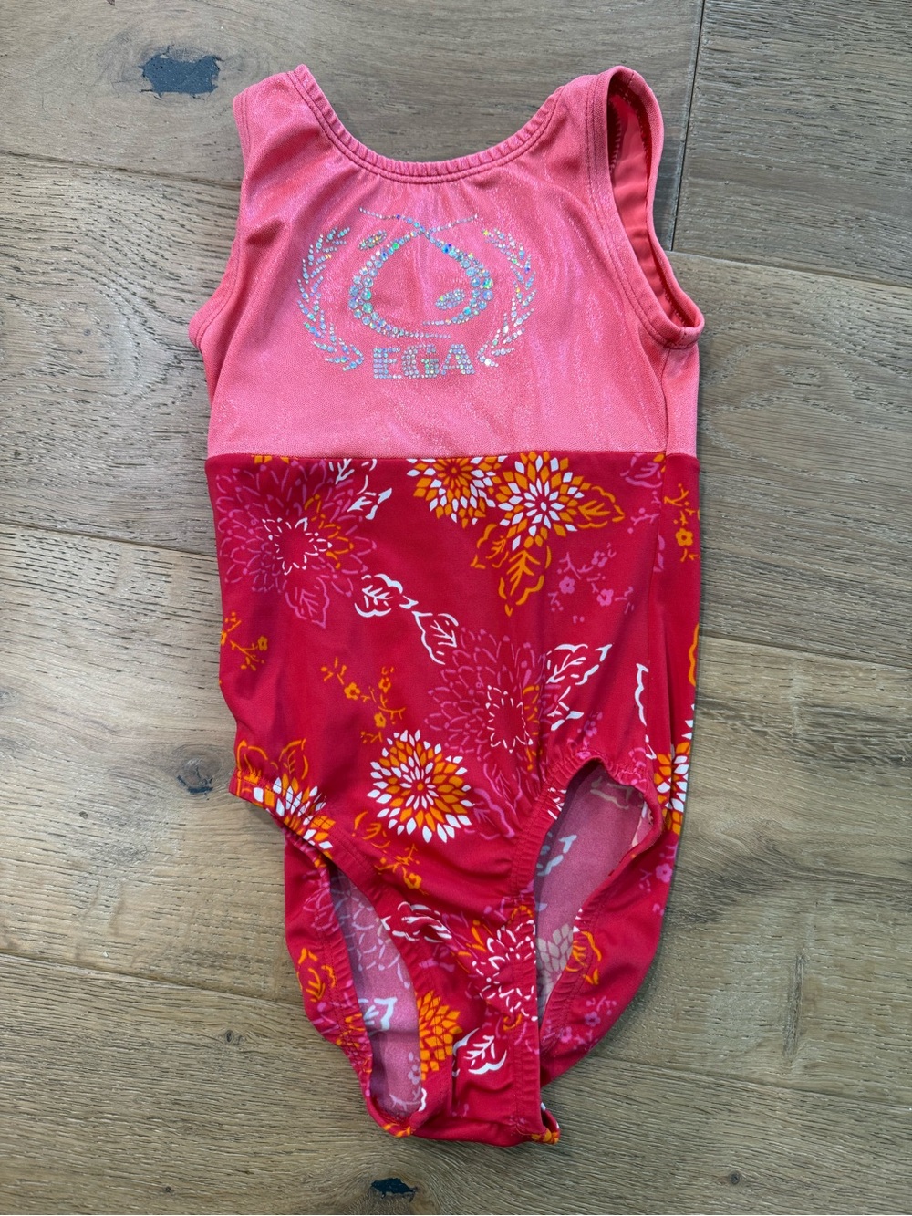 Shimmer Sparkle Coral Red Leotard Suite Size Child Medium